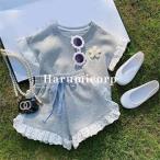 韓国子供服 セットアップ キッズ 女の子 夏服 tシャツ 半袖 ショートパンツ おしゃれ 可愛い ベビー服 トップス 短パン ボトムス こども服 入学 入園 シンプル