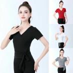  Dance футболка йога tops йога одежда женский фитнес одежда маленький видно mo Dahl ткань короткий рукав V шея стрейч Dance одежда урок надеты тренировка надеты йога одежда 