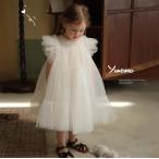 女の子チュールワンピース 白ドレス キッズドレス 子