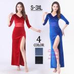 ショッピングダンス ベリーダンス ワンピース ベリーダンスドレス 社交ダンス 古典舞踊 レッスン着 Belly Dance ベリーダンス衣装 五分袖 ダンスウエア 秋冬 レディース 練習着 コス