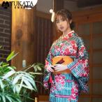 浴衣セット レディース 3点セット セット レトロ 浴衣 ゆかた 大人 レトロモダン浴衣 女性 花火大会 レディース ストライプ柄 花柄 グリーン ピンク 夏祭り 和