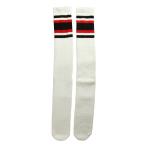 SkaterSocks ロングソックス 靴下 男女兼用 ソックス Over the knee White tube socks with Black-Red stripes style 4 (30インチ)