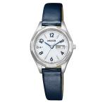 【送料無料】シチズン ウィッカ ソーラーテック時計 デイ&デイト付きのソーラーテック搭載モデル KH3-517-10 革バンド 紺