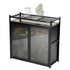 ビザールプランツラック キャビネット LPR-800G-BK ガラス温室 植物育成ライト取付可能 保温 保湿 室内温室 簡易温室 温室ハウス 防寒 パネルライト 多肉植物