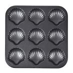 ショッピングホタテ シリコン加工天板 貝型マドレーヌ型9ヶ付（コキール・ホタテ型）