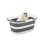 ショッピングキャス Gorocking ペット用バスタブ 35L 大容量 折りたたみ式 犬 水抜き栓付き 温度シール ベビーバス 中型犬 猫 コンパクト収納 キャス