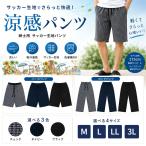【送料無料】男性用シアサッカー生地パンツ 選べる4サイズ M L LL 3Ｌ部屋着 さらさら 涼しい ズボン 夏 ウエストゴム ゆったり 凹凸素材 ロング丈 ハーフ丈