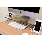 コンセント・USB付　ガラスモニタースタンド（クリア）　TX-05CL