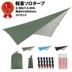 タープ ソロキャンプ Yペグ6本 アルミ自在付きガイドロープ6本 セット 2.9m × 2.9m レクタタープ スクエアタープ 高耐水加工 日よけ