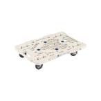 運搬台車 平台車 ＴＲＵＳＣＯ　樹脂製平台車　　ルートバンメッシュタイプ　６１５Ｘ４１５　４輪自在　ストッパー付　白　  (MPK-600JS-W)