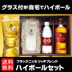 父の日 お酒 ニッカ ハイボールセット(ブラックニッカリッチブレンド700ml/ウィルキンソン炭酸500ml / 炭酸割り グラスセット セット コップ お酒セット