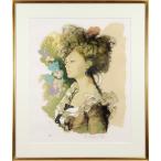 宮永岳彦 「エンジの女」 リトグラフ 版画 絵画 - 北海道画廊