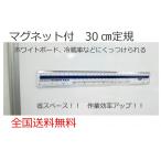 30cm 定規 マグネット付き　クリアプラスチック 高品質