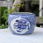 水鉢 陶器 山水 5号 ミニ火鉢 鉢カバ
