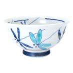 九谷焼 飯碗（ご飯茶碗）とんぼ 青�