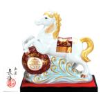 ショッピング置物 九谷焼 干支置物 長峰7.5号波乗り午 赤金彩【18】[取り寄せ商品]