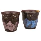 九谷焼 ペア焼酎カップ 銀彩金銀散