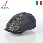 MARONE キャスハンチング帽 キャップ 帽子 メンズ 秋 冬 大きめ Fauna Patchwork(フォーナ パッチワーク) BT1251 ブルー