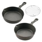 ショッピングキャプテンスタッグ キャプテンスタッグ スキレット18cm＆深型スキレット18cm＆スキレットロストル付き 3点セット（UG-3043＆UG-3044＆UG-3019）