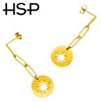 Yahoo! Yahoo!ショッピング(ヤフー ショッピング)ピアス サージカルステンレス ロング チェーン プレート 星 くり抜き レディース メンズ 金属アレルギー対応 ゴールド 両耳用