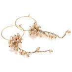 Yahoo! Yahoo!ショッピング(ヤフー ショッピング)ピアス サージカルステンレス オレンジ 淡水パール ロング フープ ピアス 1ペア レディース 両耳用