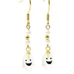 Yahoo! Yahoo!ショッピング(ヤフー ショッピング)ピアス サージカルステンレス ゴースト＆コットンパール ハロウィン ピアス 1ペア ロング レディース 両耳用