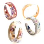 Yahoo! Yahoo!ショッピング(ヤフー ショッピング)ピアス サージカルステンレス マーブルバイカラー フープ ピアス 1ペア レディース 両耳用