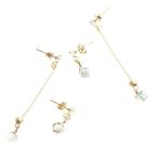 Yahoo! Yahoo!ショッピング(ヤフー ショッピング)ピアス サージカルステンレス ラウンド＆多面カットジュエル ピアス 1ペア ロング レディース 両耳用