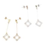 Yahoo! Yahoo!ショッピング(ヤフー ショッピング)ピアス サージカルステンレス レクタングルジュエル ダイヤ ピアス 1ペア ロング レディース 両耳用