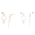 Yahoo! Yahoo!ショッピング(ヤフー ショッピング)ピアス サージカルステンレス サークル＆トライアングル ピアス 1ペア ロング レディース 両耳用