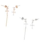 Yahoo! Yahoo!ショッピング(ヤフー ショッピング)ピアス サージカルステンレス クロスジュエル ピアス 1ペア ロング レディース 両耳用