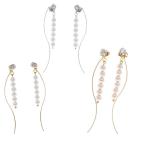 ピアス サージカルステンレス 6パール ロングウェーブ ピアス 1ペア ロング レディース 両耳用
