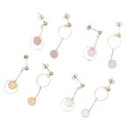 Yahoo! Yahoo!ショッピング(ヤフー ショッピング)ピアス サージカルステンレス サークル×チェーン アシンメトリー ピアス 1ペア ロング レディース 両耳用