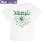 ショッピング韓国ファッション マルディメクルディ Mardi Mercredi Tシャツ TSHIRT FLOWERMARDI WHITE GREEN 半袖 レディース 韓国 ファッション アパレル