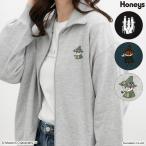 トップス スウェット 長袖 カーディガン ジップ ムーミン 刺繍 プリント コットン 綿 裏毛 ポケット レディース Honeys ハニーズ ムーミン／ジップカーデ