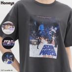 トップス Tシャツ カットソー キャラクター レディース 白 黒 半袖 プリント ゆったり UVカット 綿混 春 夏 Honeys ハニーズ／スター・ウォーズ／ゆるＴ