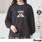 トップス Tシャツ ロンＴ 長袖Tシャツ カットソー 長袖 ディズニー ゆったり 綿混 プリント レディース Honeys ハニーズ ディズニー／ゆるＴシャツ