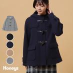 アウター ダッフルコート ショート丈 フード ウール調 レディース 冬 Honeys ハニーズ ダッフルコート