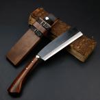 ショッピング名入れ 名入れ可能 東周作 最高級 黒打腰鉈 両刃180mm 白紙鋼 ウォルナット鞘 ナタ