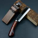 東周作 最高級 黒打腰鉈 両刃150mm 白紙鋼 オイルステイン仕上げ 鞘付き