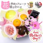 母の日 フルーツギフト 果物 盛り合わせ 生花アレンジメント カーネーション 犬 猫 羊 ギフト 贈答 プレゼント 記念日 誕生日[母の日フルーツ盛りG]