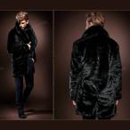 コート メンズ ロング ビジネス 毛皮 フェイクファー ファッション 高級感 ロングコート ファーコート 毛皮コート 毛皮襟 おしゃれ 防寒 秋冬着