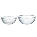 HARIO 　ハリオ　耐熱ガラス製浅型ボウル 2個セット 　満水容量2000ml・2500ml　日本製　熱湯、電子レンジOKの耐熱ガラス製浅型ボウルのセット。