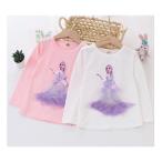 エルサTシャツ 女の子 アナと雪 長袖 ロングtシャツ ロンt コットン100％ キッズ 立体チュール 面白いtシャツ 子供服 秋 トップス 100/110/120/130/140