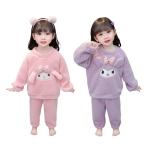 パジャマ 上下セット 子供 秋冬 ガールズ かわいい キャラクター マイメロ クロミ 女の子 ルームウェア 部屋着 キッズ トップス 長パンツ もこもこ 暖かい