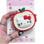 赤いリンゴ キティ AirPodsケース Airpods4 猫 イヤホンケース AirPods2/3/4/Pro用ケース エアーポッズケース カラビナクリップ付きシリコン保護ケース