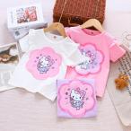 キティ キティちゃん柄 子供 tシャツ 半袖 スパンコール 柄替えtシャツ 女の子 スウェットシャツ 綿 キッズ服 夏 ティシャツ 面白い服 100/110/120/130/140