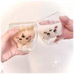 ショッピングうさぎ ちいかわ カップ 2層構造 ガラスコップ ハチワレ グラスカップ モモンガ 水筒 うさぎ マグカップ かわいい コーヒーカップ ティーカップ 高校生 女子 プレゼント