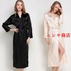 ナイトガウン 長袖 ロング丈 サテン調 レース レディース ローブ 羽織り シースルー 透かしデザイン ルームウエア 部屋着 おしゃれ シンプル 無地