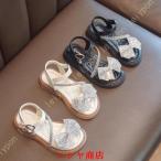 ドレスシューズ キッズ 女の子 サンダル ローヒール キラキラ 蝶結び 子供 プリンセスシューズ マジックテープ 春 夏 ビーチサンダル 可愛い おしゃれ